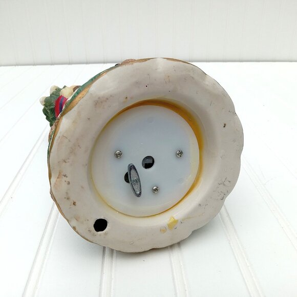 Santa Claus Musical Figurine Jolly Ole St Nick with Bear Ceramic Statue Vintage - Picture 9 of 13